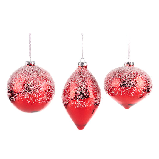 Glob decorativ Calanthe, rosu/alb, 10 cm - SIMONA'S CHRISTMAS