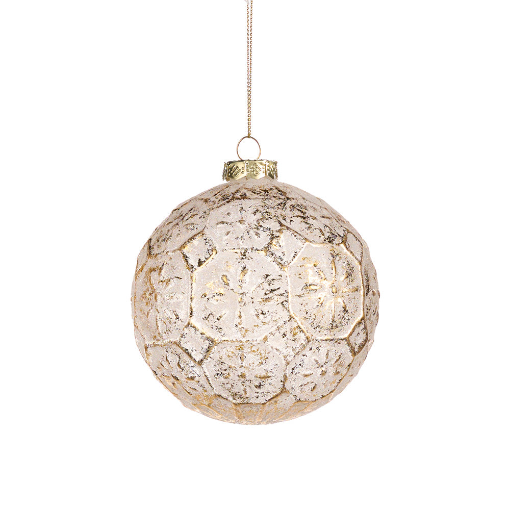 Glob decorativ Carleton, alb/auriu, 10 cm - SIMONA'S CHRISTMAS