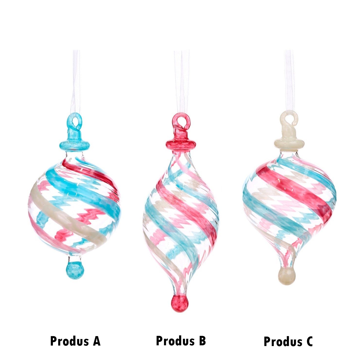 Glob decorativ Carnival, roz/bleu, 17 cm - SIMONA'S CHRISTMAS