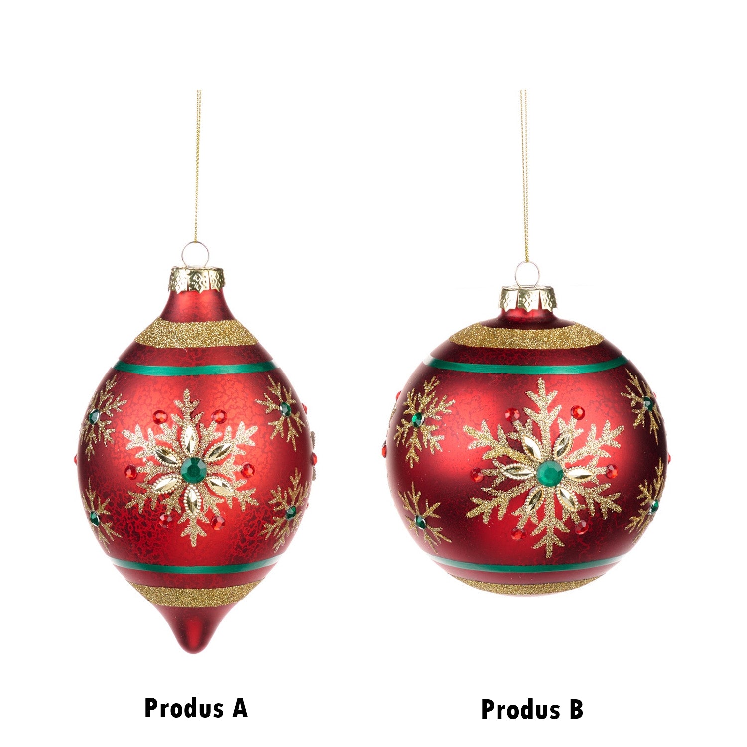 Glob decorativ Charlie Jewel, rosu/verde, 12 cm - SIMONA'S CHRISTMAS