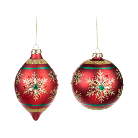 Glob decorativ Charlie Jewel, rosu/verde, 12 cm - SIMONA'S CHRISTMAS