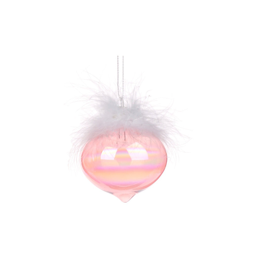 Glob decorativ Clara Plume, roz/alb, 8 cm - SIMONA'S CHRISTMAS