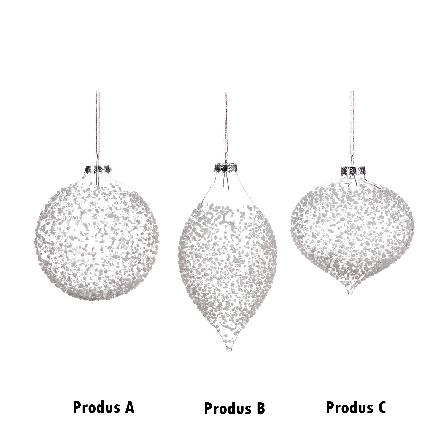 Glob decorativ Crush, alb/transparent, 10 cm - SIMONA'S CHRISTMAS