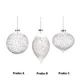 Glob decorativ Crush, alb/transparent, 10 cm - SIMONA'S CHRISTMAS