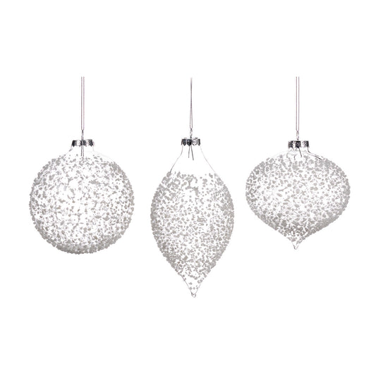Glob decorativ Crush, alb/transparent, 10 cm - SIMONA'S CHRISTMAS