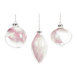 Glob decorativ cu pene, roz/transparent, 8 cm, SIMONA'S CHRISTMAS