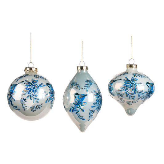 Glob decorativ Delft Bird, albastru/alb, 10 cm, SIMONA'S CHRISTMAS