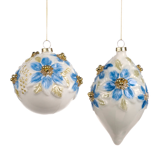 Glob decorativ Edgar, albastru/alb, 16 cm, SIMONA'S CHRISTMAS