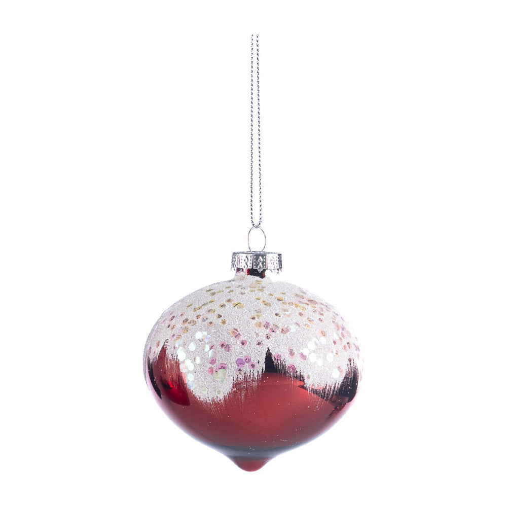 Glob decorativ Eldea, rosu/alb, 8 cm - SIMONA'S CHRISTMAS