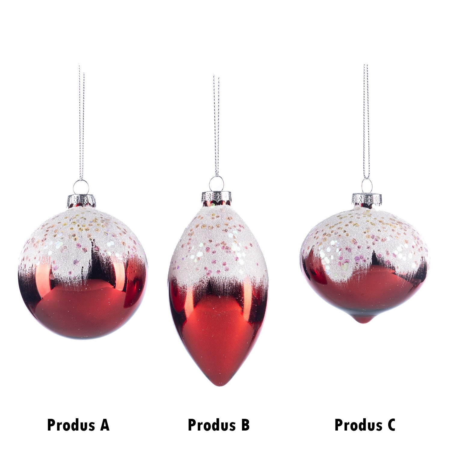 Glob decorativ Eldea, rosu/alb, 8 cm - SIMONA'S CHRISTMAS