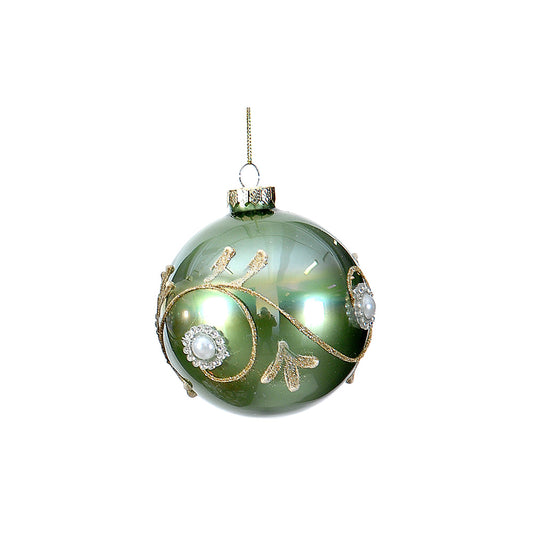 Glob decorativ Elida, verde/auriu, 10 cm - SIMONA'S CHRISTMAS