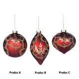 Glob decorativ Eniah, rosu/auriu, 10 cm - SIMONA'S CHRISTMAS