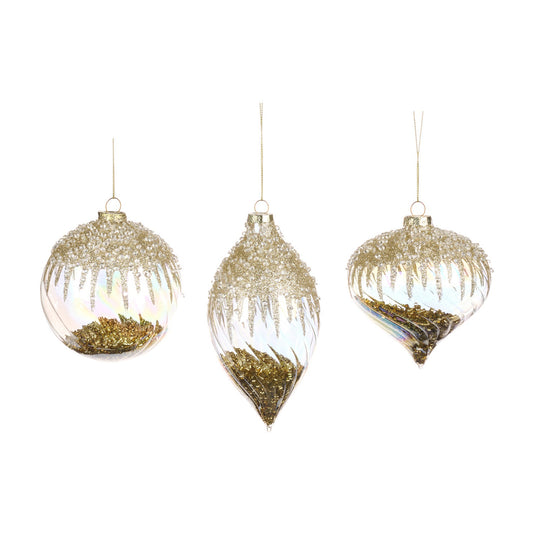Glob decorativ Enzo, transparent/auriu, 10 cm - SIMONA'S CHRISTMAS