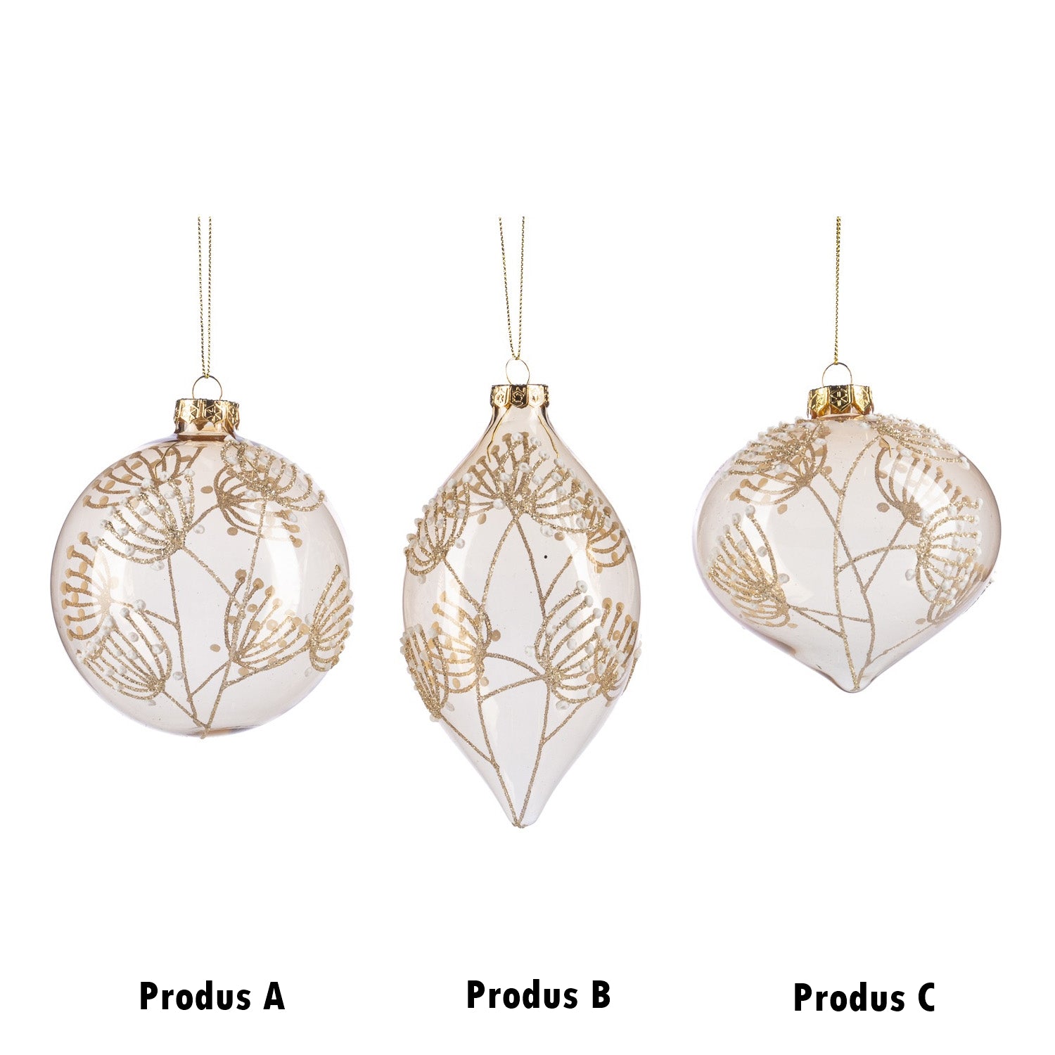 Glob decorativ Favyn, transparent/auriu, 10 cm - SIMONA'S CHRISTMAS