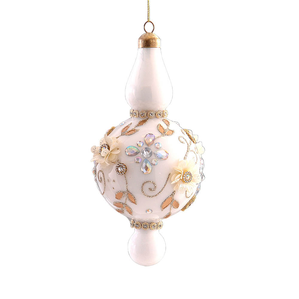 Glob decorativ Finial Edwina, alb/auriu, 20 cm - SIMONA'S CHRISTMAS