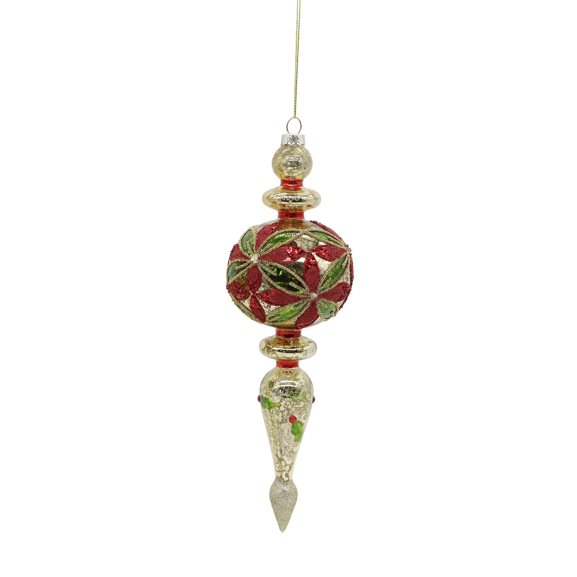 Glob decorativ Finial Myra, rosu/verde, 26 cm - SIMONA'S CHRISTMAS