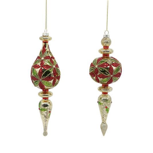 Glob decorativ Finial Myra, rosu/verde, 26 cm - SIMONA'S CHRISTMAS