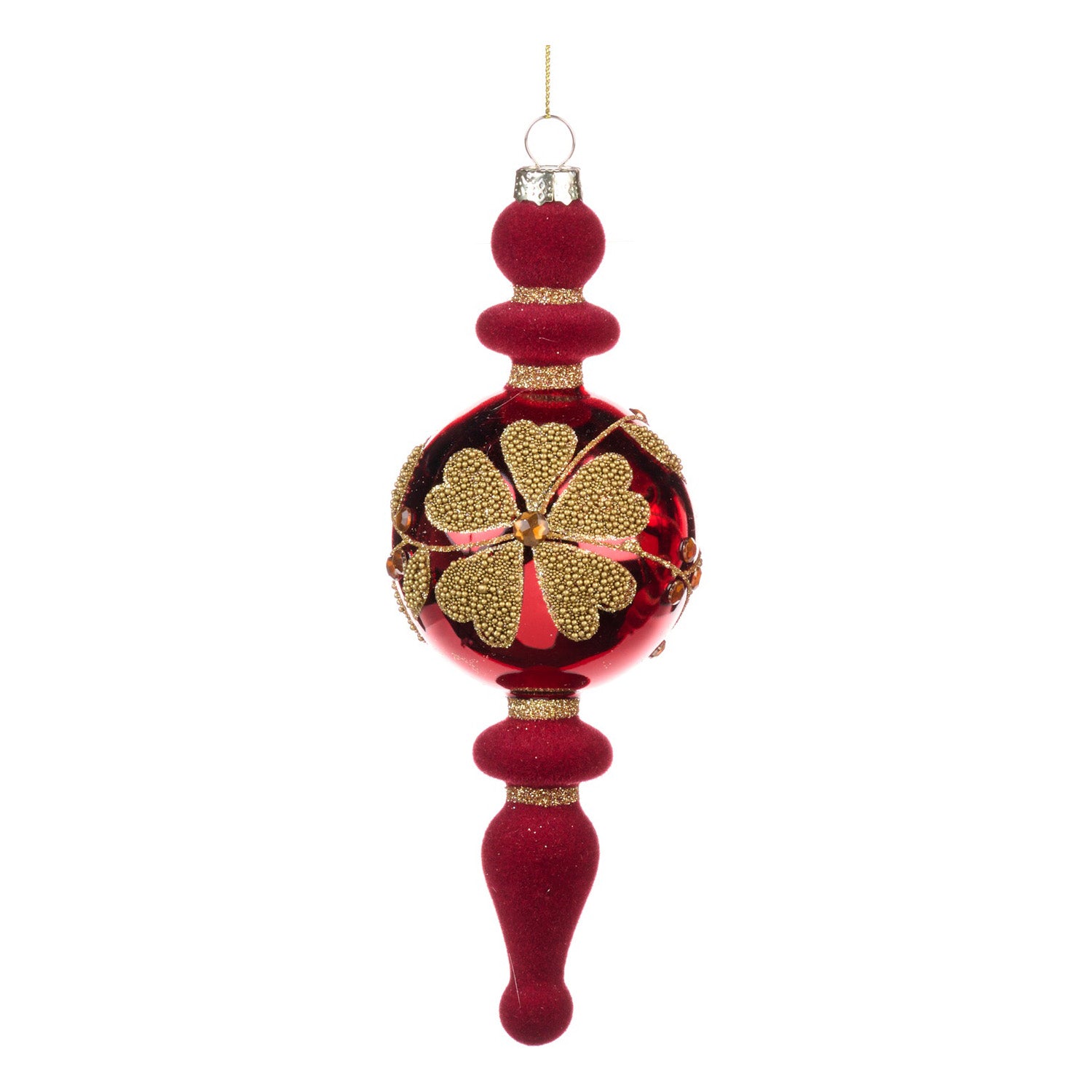 Glob decorativ Finial Theodore, rosu/verde, 20 cm - SIMONA'S CHRISTMAS
