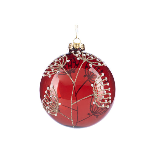 Glob decorativ Flower, rosu/auriu, 10 cm - SIMONA'S CHRISTMAS
