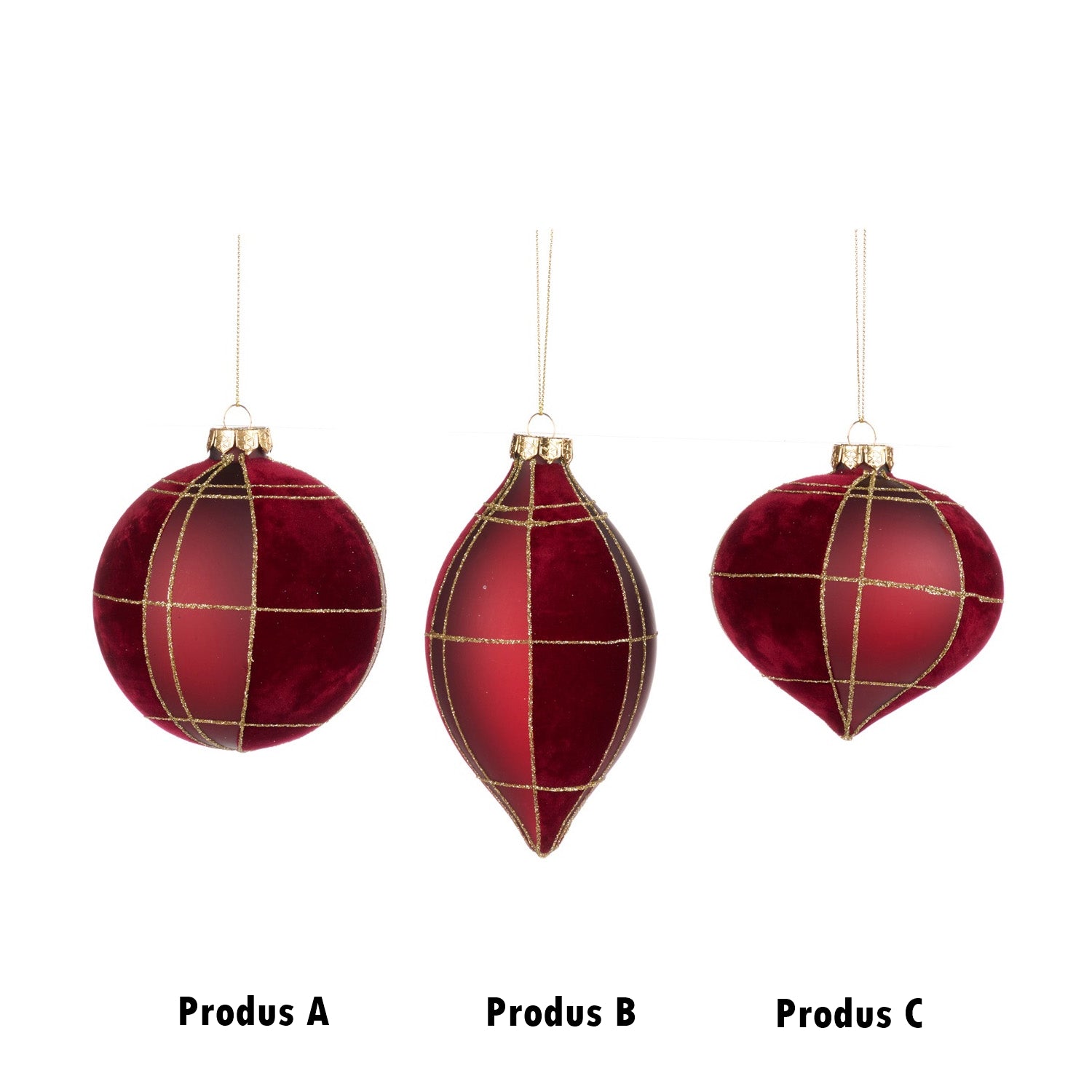 Glob decorativ Hamish, rosu/burgundy, 10 cm - SIMONA'S CHRISTMAS