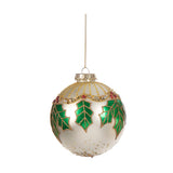 Glob decorativ Holly, alb/verde, 15 cm - SIMONA'S CHRISTMAS