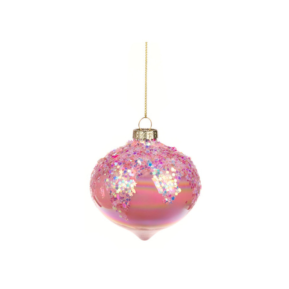 Glob decorativ Isla, roz/alb, 8 cm - SIMONA'S CHRISTMAS