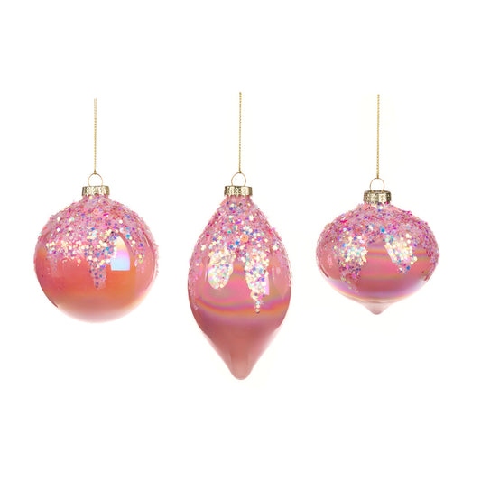 Glob decorativ Isla, roz/alb, 8 cm - SIMONA'S CHRISTMAS
