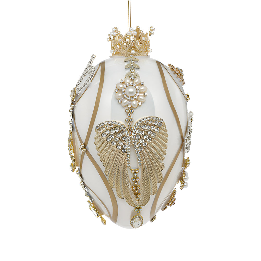 Glob decorativ Jewel Horton, crem/auriu, 18 cm, Editie Limitata - SIMONA'S CHRISTMAS