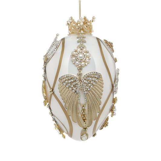 Glob decorativ Jewel Horton, crem/auriu, 18 cm, Editie Limitata - SIMONA'S CHRISTMAS