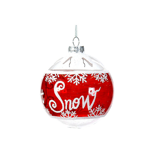 Glob decorativ Let it snow, transparent/rosu, 10 cm - SIMONA'S CHRISTMAS