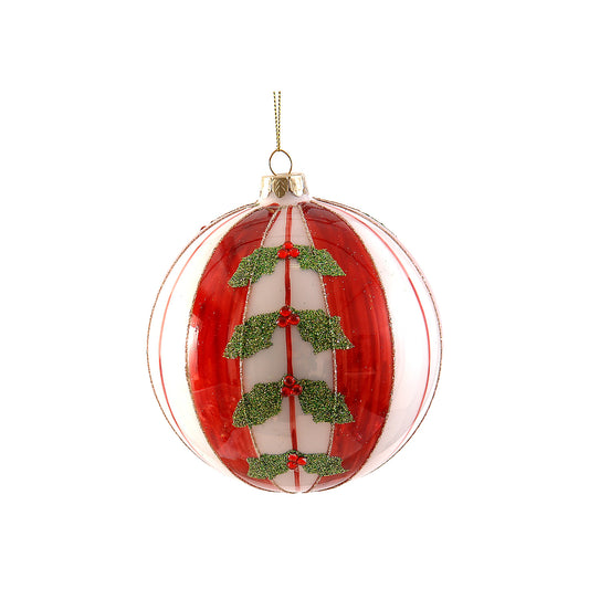 Glob decorativ Niven, rosu/verde, 10 cm - SIMONA'S CHRISTMAS