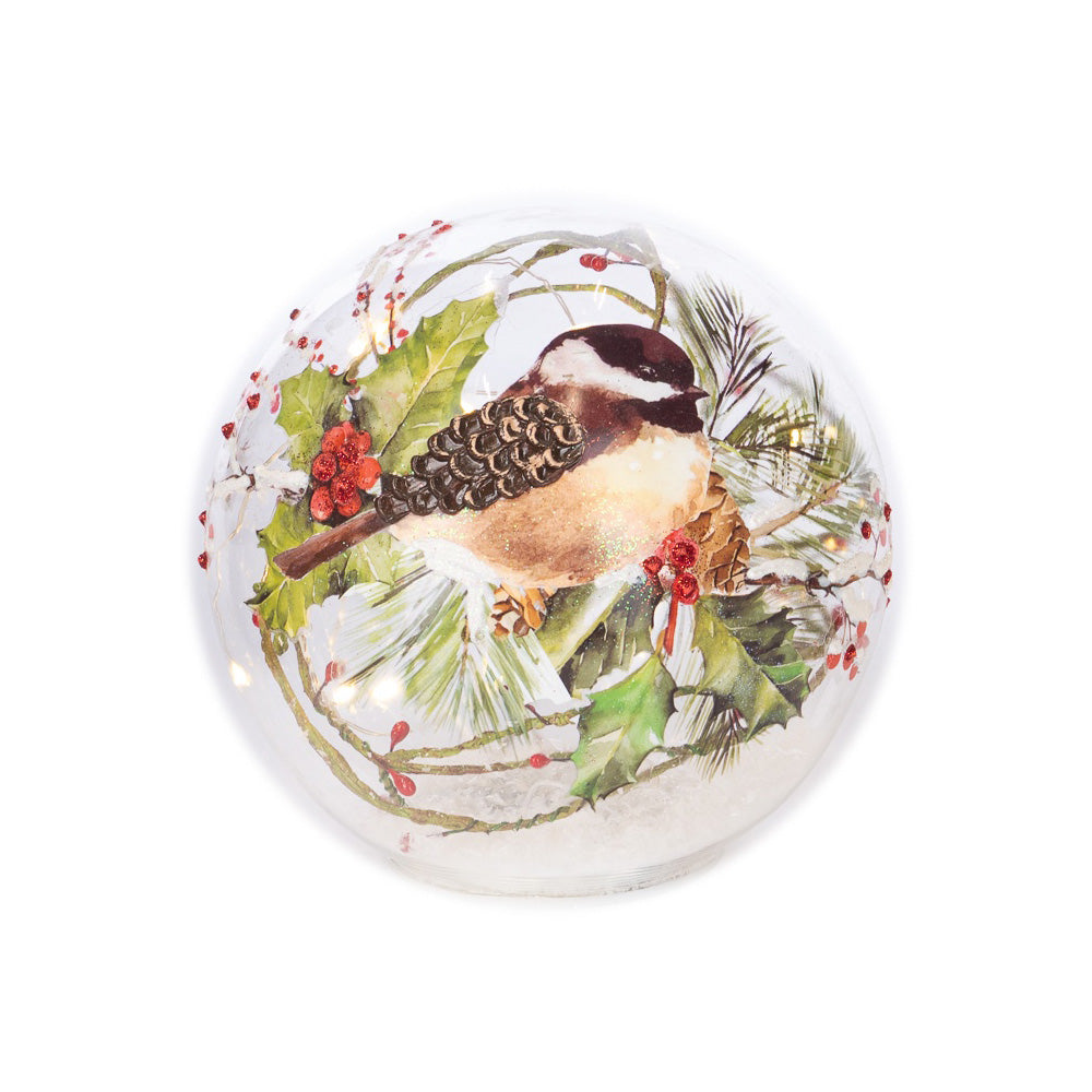 Glob decorativ Pasare cu led, rosu/verde, 15 cm - SIMONA'S CHRISTMAS