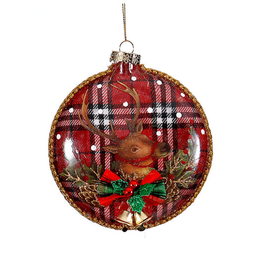 Glob decorativ plat, carouri/cerb, 12 cm - SIMONA'S CHRISTMAS
