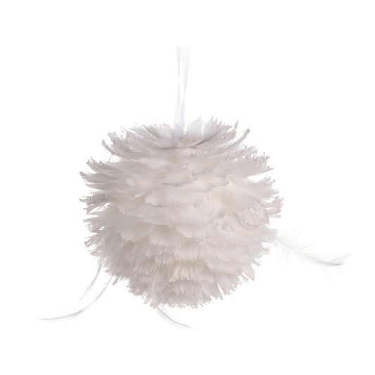 Glob decorativ Plume, alb, 10 cm - SIMONA'S CHRISTMAS