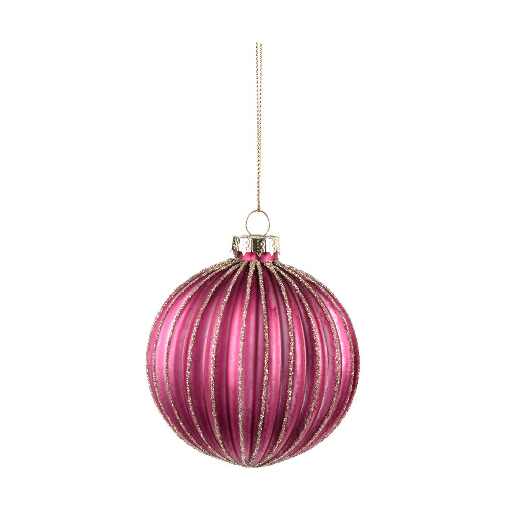 Glob decorativ Ribbed, roz/mov, 8 cm - SIMONA'S CHRISTMAS