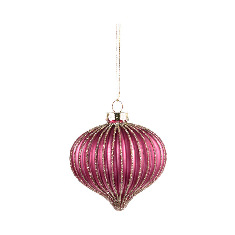 Glob decorativ Ribbed, roz/mov, 8 cm - SIMONA'S CHRISTMAS