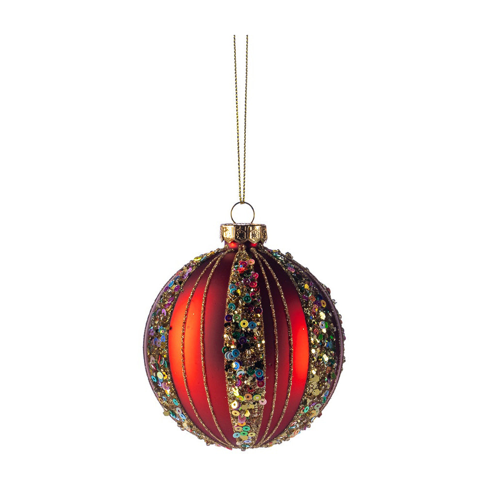 Glob decorativ Sawney, rosu/verde/auriu, 8 cm - SIMONA'S CHRISTMAS