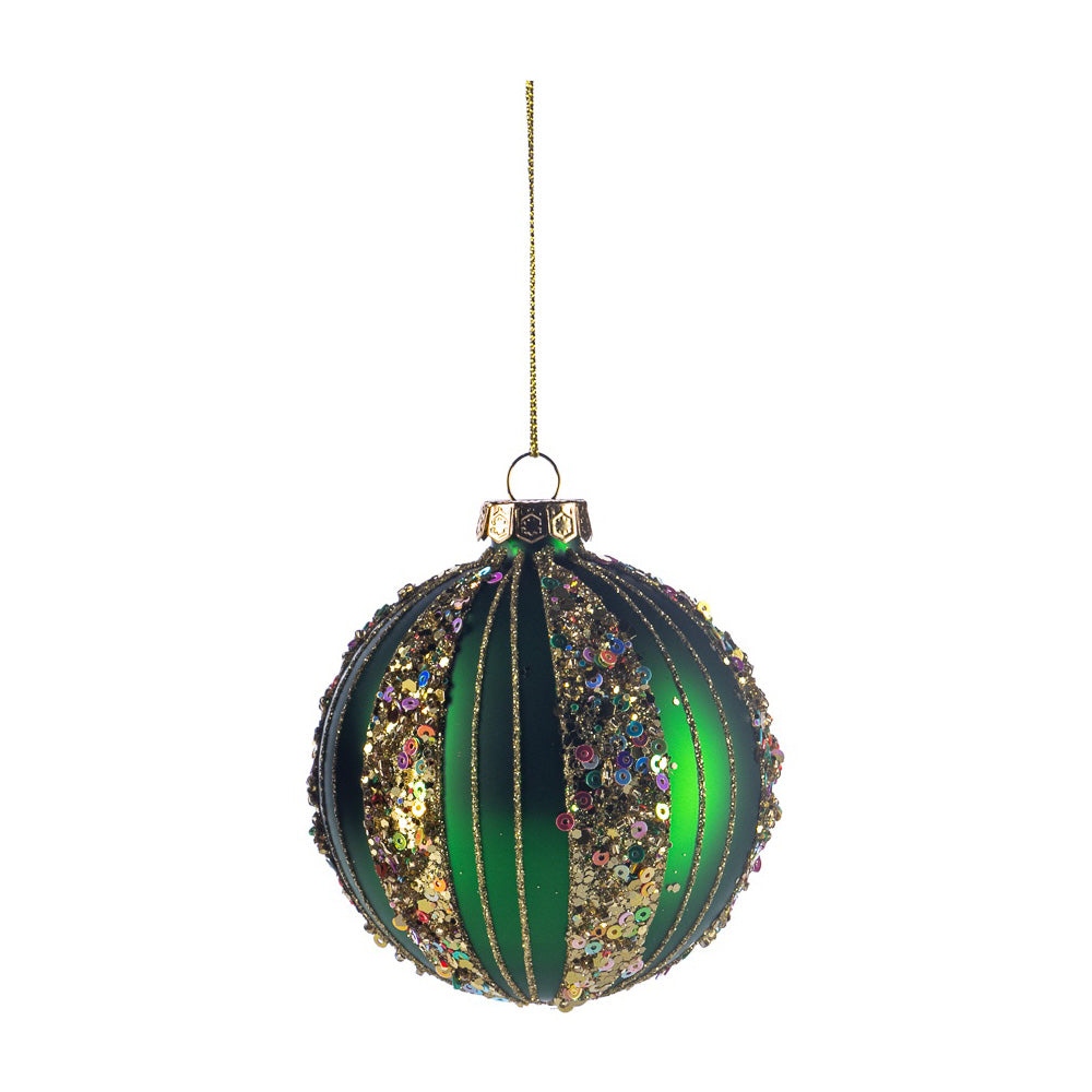 Glob decorativ Sawney, rosu/verde/auriu, 8 cm - SIMONA'S CHRISTMAS