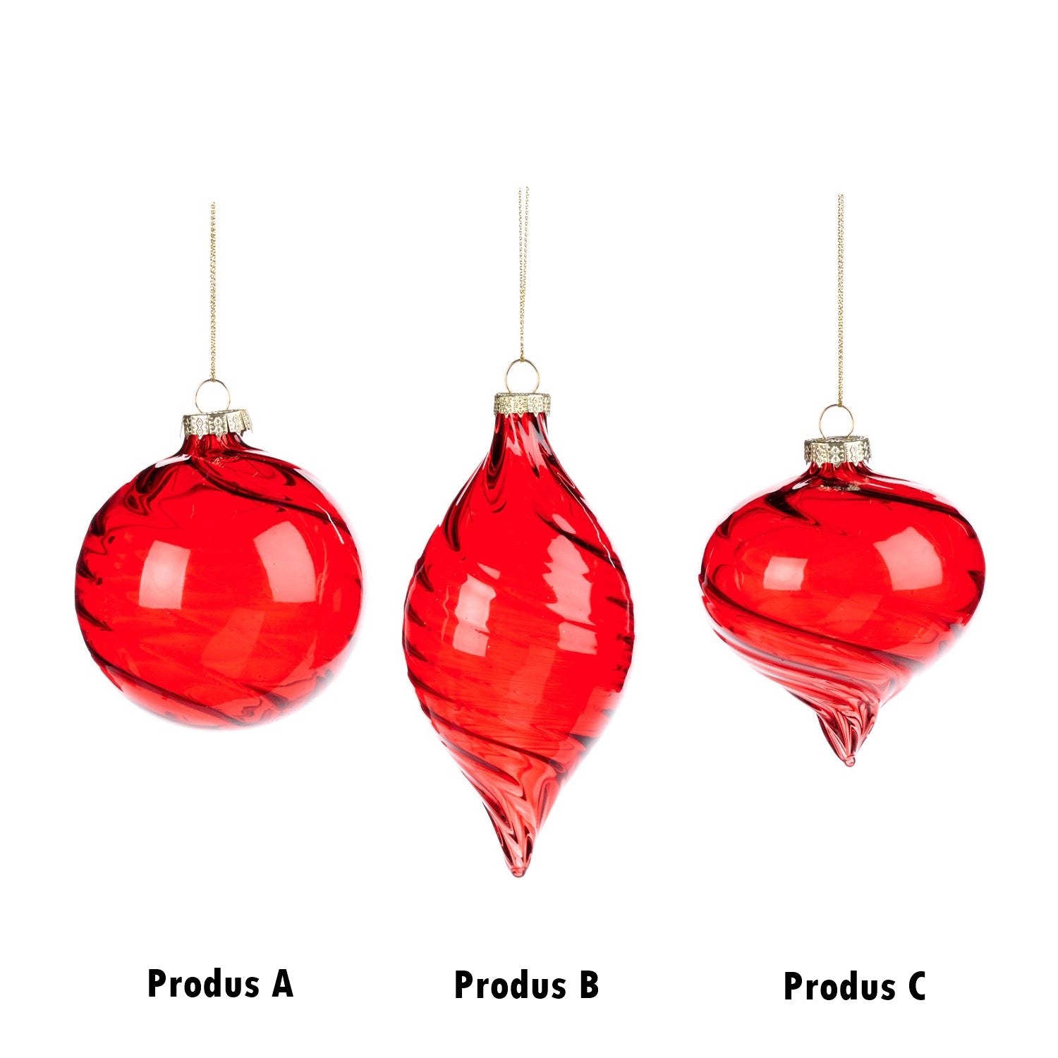 Glob decorativ Swirl, rosu, 8 cm - SIMONA'S CHRISTMAS