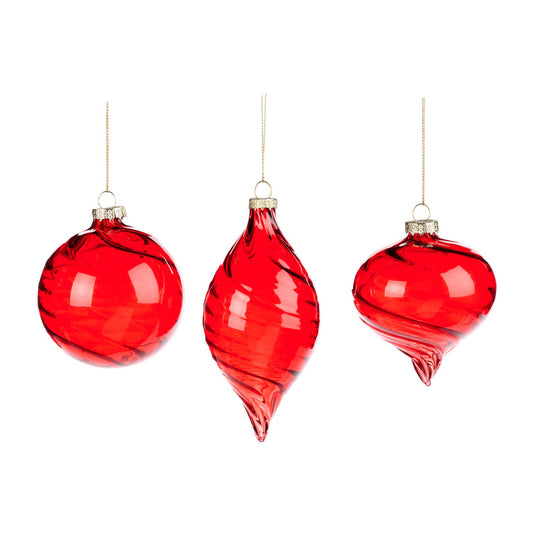 Glob decorativ Swirl, rosu, 8 cm - SIMONA'S CHRISTMAS