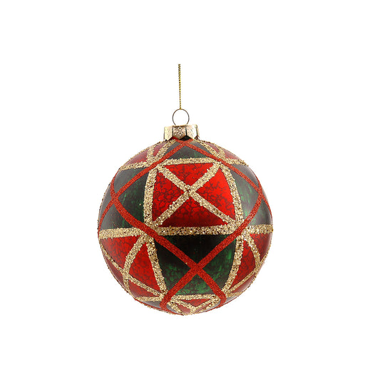 Glob decorativ Tartan Mackin, rosu/verde, 12 cm - SIMONA'S CHRISTMAS