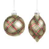 Glob decorativ Tartan, rosu/auriu, 13 cm, SIMONA'S CHRISTMAS