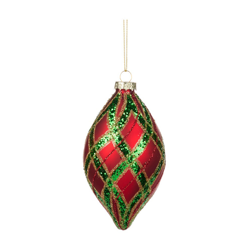 Glob decorativ Tartan, rosu/verde, 8 cm - SIMONA'S CHRISTMAS