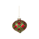 Glob decorativ Tartan, rosu/verde, 8 cm - SIMONA'S CHRISTMAS