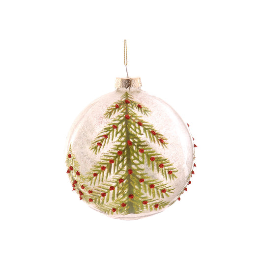 Glob decorativ Trees, transparent/verde, 10 cm - SIMONA'S CHRISTMAS