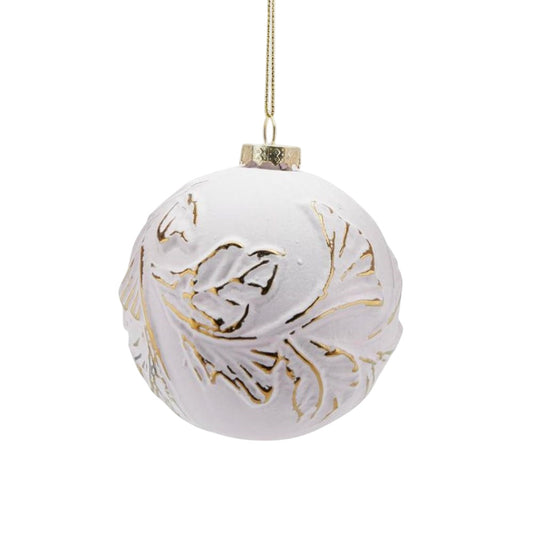 Glob din sticla Armelle, alb-auriu, 10 cm - SIMONA'S Christmas