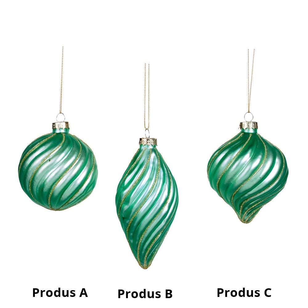 Glob din sticla Swirl, verde menta, 8 cm - SIMONA'S Christmas