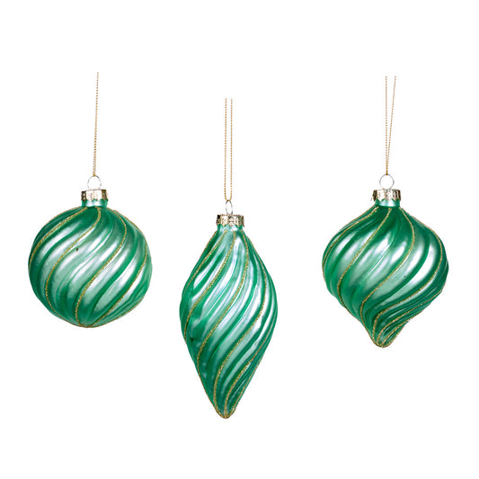 Glob din sticla Swirl, verde menta, 8 cm - SIMONA'S Christmas