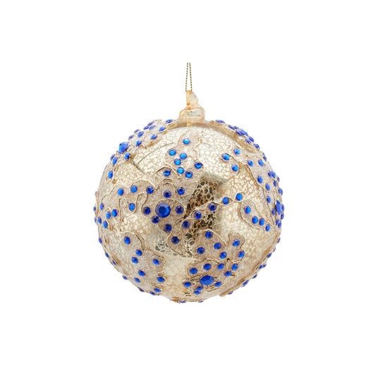 Glob din sticla Vivienne Jewels, auriu-albastru, 12 cm - SIMONA'S Christmas