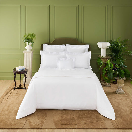 Lenjerie de pat 200x200, percal, 4 piese, Athena Blanc - YVES DELORME